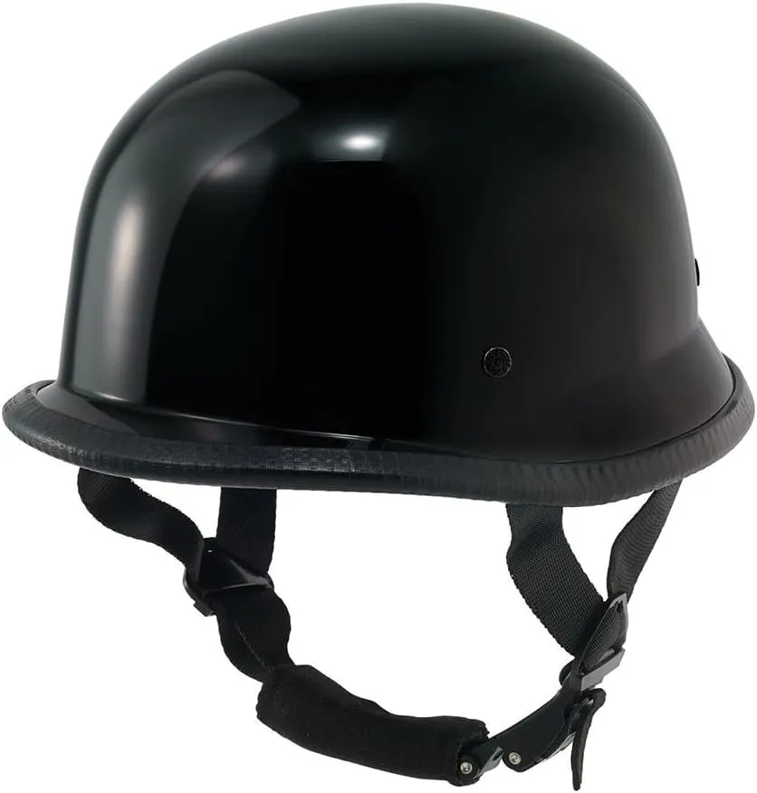 US German Half Helmet Novelty Shiny Black Motorcycle Cruiser Biker S,M,L,XL,XXL