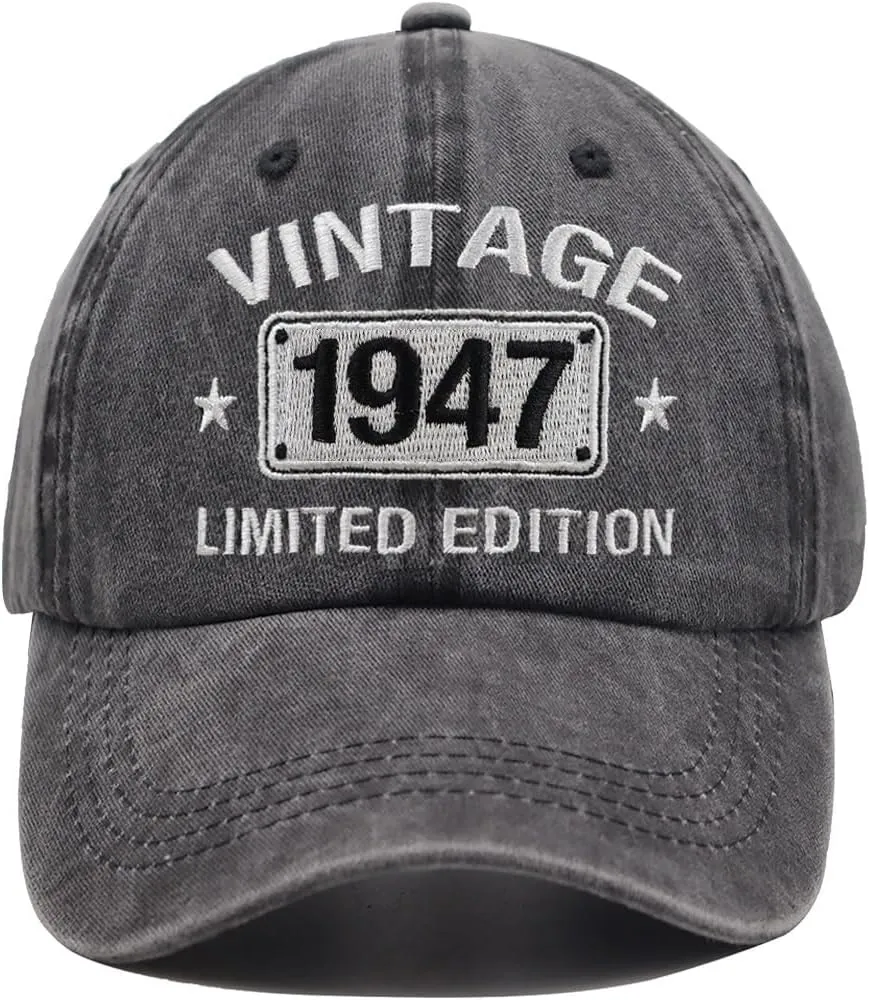Vintage 1954 1953 1952 1951 1950 1949 1948 1947 1946 1945 Limited Edition Adjustable Embroidered Baseball Cap
