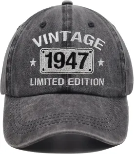 Vintage 1954 1953 1952 1951 1950 1949 1948 1947 1946 1945 Limited Edition Adjustable Embroidered Baseball Cap