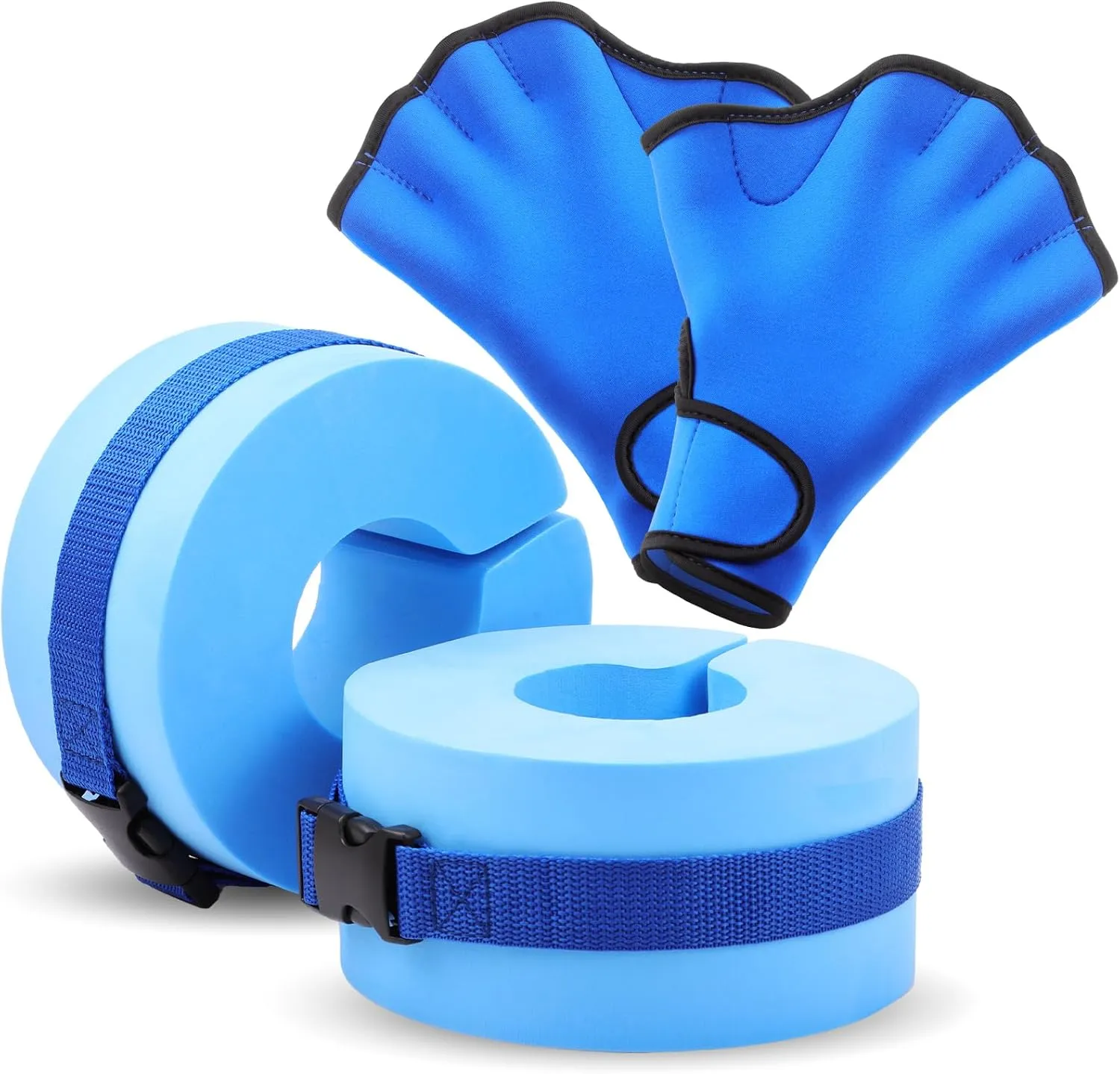 Water Aerobics Set for Aquatic Exercise 1 Pair Swimming Glove 2 Pcs Foam Swim Aquatic Cuffs Water Weights Equipment Pool Resistance Fitness Equipment for Swimming Training Water Workouts