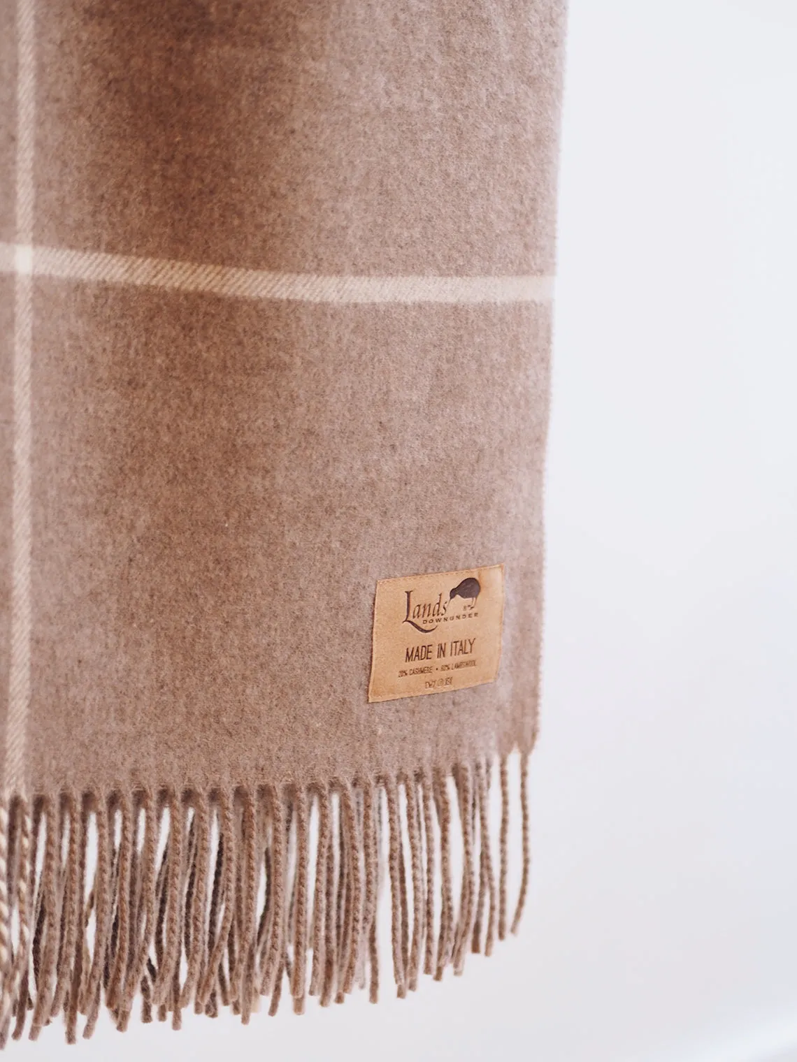 Windowpane Taupe Cashmere Throw