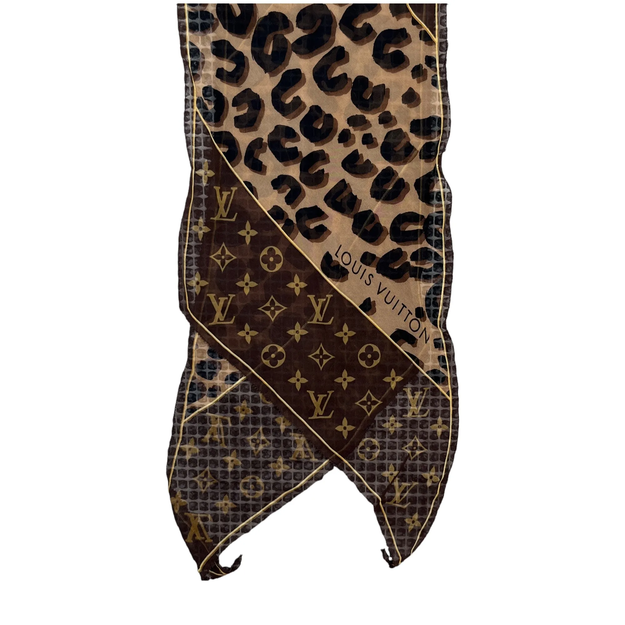 Women's Monogram Leopard Print Scarf Brown