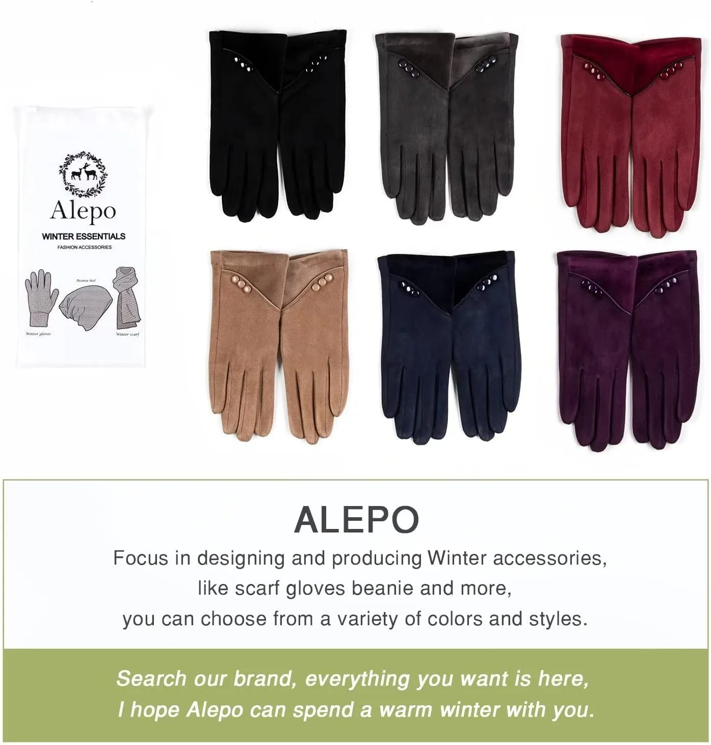 Womens Winter Warm Gloves With Sensitive Touch Screen Texting Fingers, Fleece Lined Windproof Gloves
