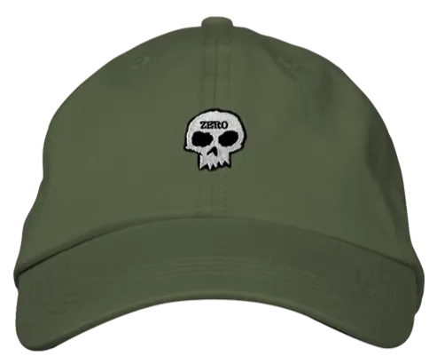 ZERO SINGLE SKULL UNSTRUCTURED DAD HAT MILITARY GREEN